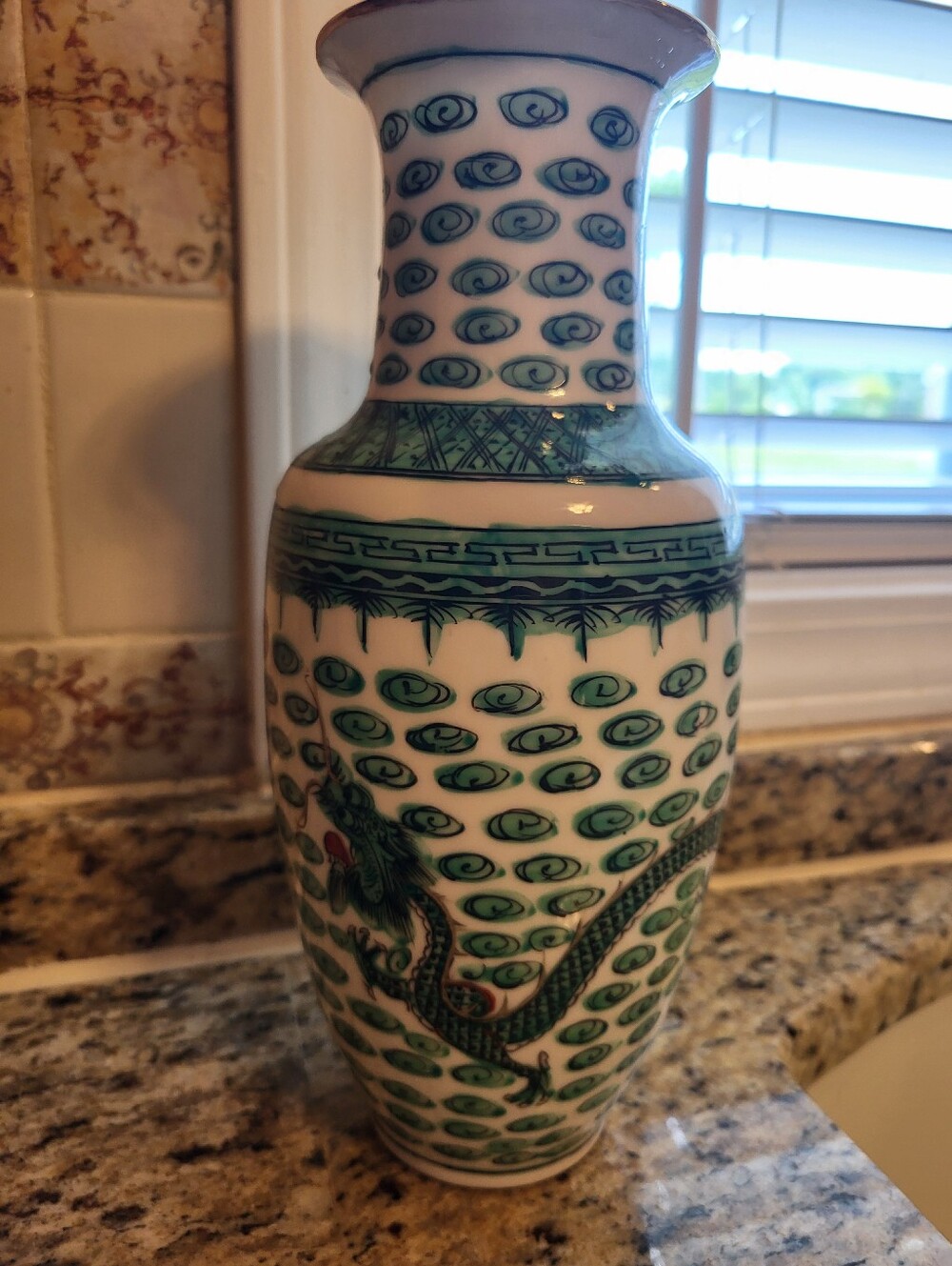 Japenese Porcelain 10 Inch Handpainted Dragon Vase